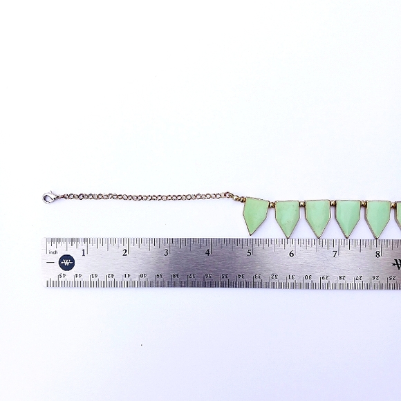 STATEMENT NECKLACE COLLAR mint Baublebar resin goldtone retro extender runway - Picture 5 of 7